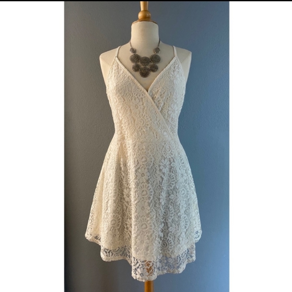 NTW Boho Vintage White Lace Dress